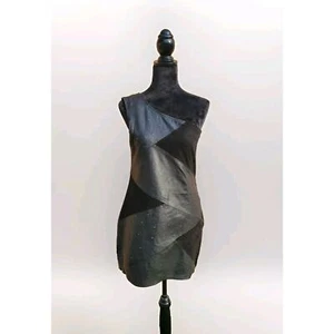 maria cher one shoulder studded leather Patchwork dress size 3 - Picture 1 of 8