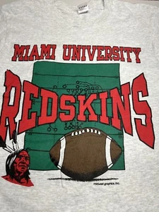 Camiseta De Colección Años 90 Miami University Redskins Blanca Talla XXL Cosida Única - Imagen 1 de 8