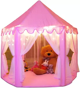 Princess Tent Girls Large Playhouse Kids Castle Play Tent with Star Lights Toy f - Picture 1 of 8