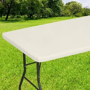 30x72Inch Rectangle Elastic Fitted Flannel Backed Vinyl Tablecloth for 6Ft Table - Picture 1 of 8