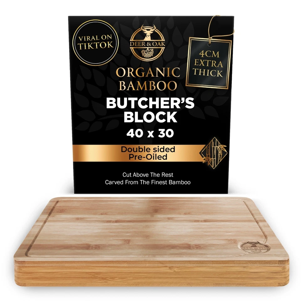 Butchers Block Chopping Board Premium Large Wooden Thick Wood Cutting Board UK - Image 1 of 4