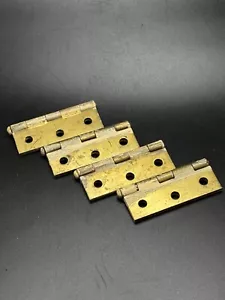 Vintage Small Brass Plated Steel Cabinet Hinges 2-3/8 x 1-1/2 - Lot of 4 - Picture 1 of 4