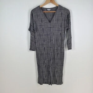 Jigsaw womens dress size XS pencil navy blue check 3/4 sleeve Vneck 058351 - Picture 1 of 8