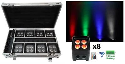 Rockville BEST PACK 50 (8) Black Battery Wash Lights+Wireless DMX+Charging Case - Image 1 of 4