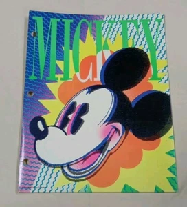 1990's Neon Mead Paper Portfolio Folder Electric Mouse Disney Mickey Mouse  - Picture 1 of 15