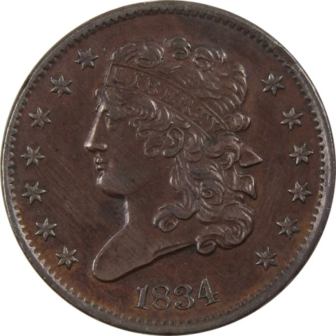 1834 Classic Head Half Cent About Unc Details Copper SKU:I3510 Cover