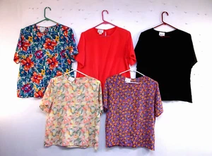 Lote de 5 Blusas Pull-Over KATHY LEE Manga Corta Talla 14, 100% Poliéster ¡BONITAS! - Imagen 1 de 8