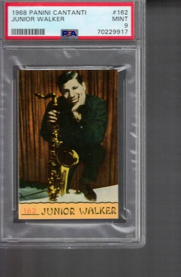 # 162  JUNIOR  WALKER   1968 PANINI CANTANTI sticker  PSA 9   pop 1     0 higher - Image 1 of 1