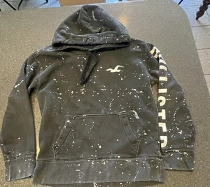Hollister Hooded Sweatshirt Boys XXS Splatter Spellout Double Sided  - Picture 1 of 6