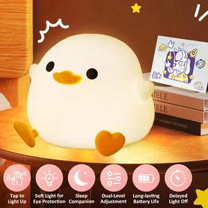 Silikon Ente Nachtlicht Dimmbar Nachtleuchte Nachttischlampe Stilllicht Geschenk - Bild 1 von 12