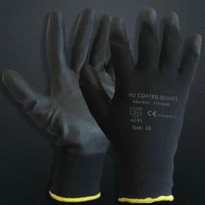 24 Pairs 100% PU COATED GLOVES SAFETY WORK WEAR  BUILDERS INDUSTRIAL MECHANIC - Picture 1 of 2