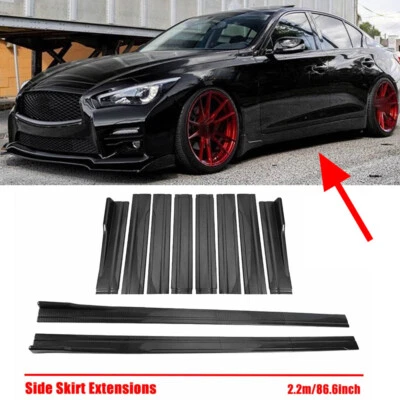 For INFINITI Q50 Q70 2014-2024 Carbon Fiber Side Skirt Rocker Chin Lip Splitter Foto 1 de 4