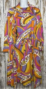 Vintage 60er 70er Nordstrom bestes psychedelisches buntes Hippie Kleid & Jacke Größe Small - Bild 1 von 24
