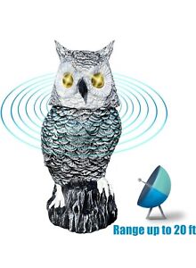  Solar Powered Snow Owl with Glowing Eyes, Rotatable Head, Realistic Hoots, 