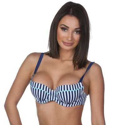 Top de baño Panache Lucille con aros moldeado balconette a rayas para mujer Foto 1 de 3