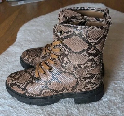 Botas de Combate Bambú Talla 9M EUR 39 Mujer Marrón Tostado Con Cordones Cremallera Tobillo Foto 1 de 4