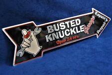 BUSTED KNUCKLE Arrow - *US MADE* Embossed Metal Sign - Man Cave Garage Bar Decor