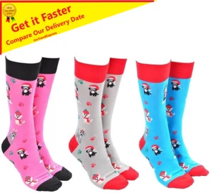 Xmas Dogs Socks by Sock Society Novelty Christmas Cotton Men Women Socks Gift - Picture 1 of 9