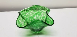 BOYCE ART HAND BLOWN GREEN MARBLE CANDY DISH VANITY BOWL - Picture 1 of 6