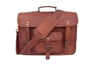 15 In Vintage Leather Briefcase Messenger Bag Office Laptop Satchel Shoulder Bag
