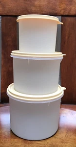 New Tupperware Handolier Stacking Canisters 250/263/264 w/ Tan Seals New - Picture 1 of 4