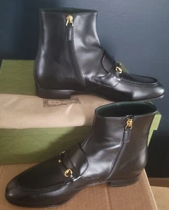 NEU AUTHENTISCH GUCCI SEITLICHER REISSVERSCHLUSS LEDER STIEFELETTE "SCHWARZ" HERREN GUCCI 10,5 (US 11) - Bild 1 von 6