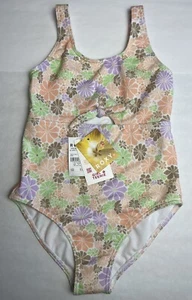 NWT Girls ROXY 14 Pastel Textured Floral 1pc Swimsuit Bathing All About Sol $50 - Picture 1 of 8