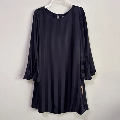 Vestido Cremieux Selina a Rayas S Satinado Azul Crepúsculo Puño Tulipán Forrado Fiesta NUEVO Foto 1 de 4