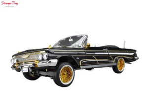 Sunstar 2110 1:18 1961 Chevrolet Impala Open Convertilbe Lowrider Black - Picture 1 of 13