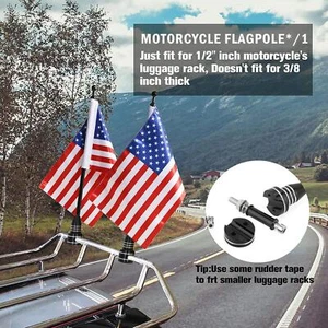 Universal Motorcycle Bike American USA Flag pole Luggage Rack Mount for Harley - Picture 1 of 12