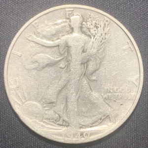 1940er Jahre Walking Liberty halber Dollar (sehr guter Zustand/F Details) ~ Brillant USA Münze B2928 - Bild 1 von 6