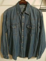 90S Kenzo Jeans Katsushika Hokusai Tag Big Size Denim Shirt L
