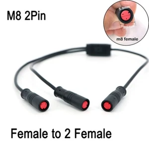 2Pin M8 waterproof  Electric Bicycle female to 2 female splitter EBike Cable - Picture 1 of 8
