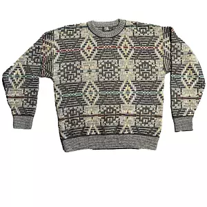 Vintage 90’s TSR USA Sweater Men’s Size XL Heavy Geometric 3D Diamond Multicolor - Picture 1 of 11