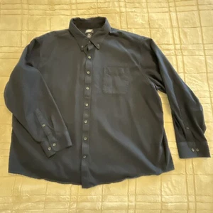 Lands End Shirt Mens Chamois Button Up Heavy Work Navy Outdoor Hiking Winter - Picture 1 of 18