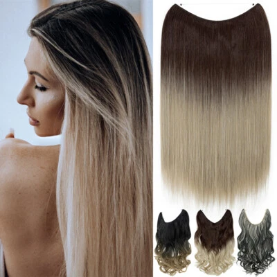 Real Thick AS Human Hair 1Piece Full Head Wire Clip In Hair Extensions Straight - Image 1 of 4