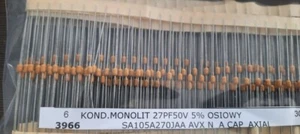 27pF 50V Axial Mehrschicht Keramik Kondensator hermetisch SA105 AVX Serie Lot-100 Stück - Bild 1 von 3