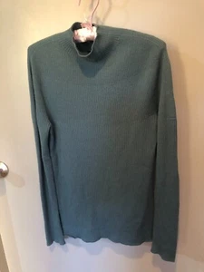 UNIQLO Teal 100% Wool Fine Rib Knit Jumper Size L - Picture 1 of 4