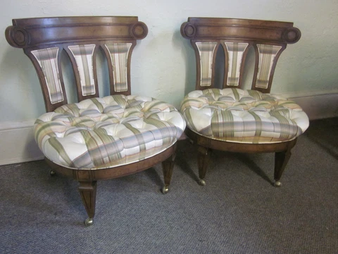 Mastercraft Pair of Hollywood Regency Slipper Lounge Chairs Cover