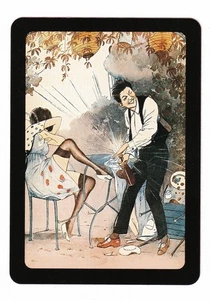 1 WIDE MODERN SWAP PLAYING CARD ART DECO LADY & GENT POPPING CHAMPAGNE ~ OOPS!! - Picture 1 of 1