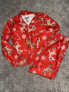 Set Pigiama Bambini Unisex Rudolph Naso Rosso Renna Flanella Taglia L 10 - Foto 1 di 5