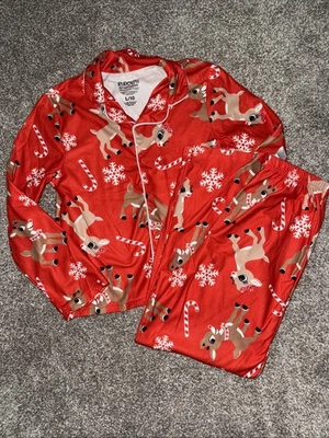 Conjunto de pijama de franela de reno nariz roja Rudolph unisex para niños talla L 10 Foto 1 de 4