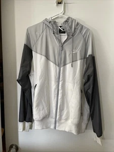 Nike Windrunner Track Jacket Uomo Medium Bianco Zip Tasche Ventilato con Cappuccio Outdoor - Foto 1 di 9