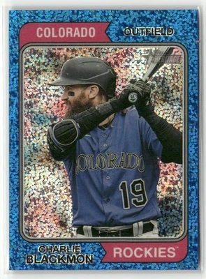 2023 Topps Heritage #357 Charlie Blackmon Chrome Blue Sparkle Refractor - Image 1 of 2
