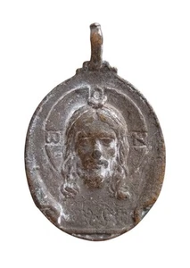 *HH* Antica Medaglia Religiosa Votiva Devozionale Volto Santo Gesù Cristo Sacra - Bild 1 von 6