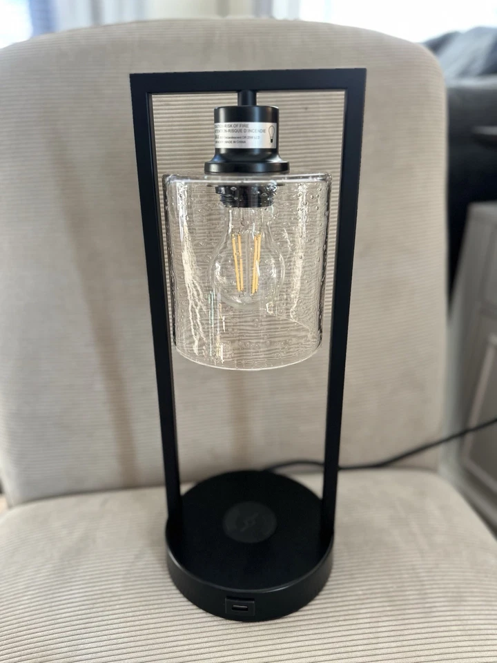 Modern Black Table Lamp with Glass Shade 3 dimmable functions - Edison bulb - Image 1 of 4