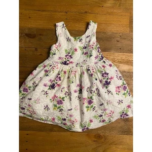 Janie & Jack 12-18 m Baby Mädchen SCHICKE BLÜTEN Ösen weiß Lavendel Blumen Kleid - Bild 1 von 7