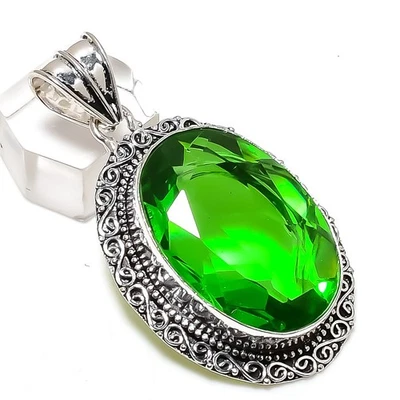 Colgante de joyería de plata de ley 925 hecho a mano con piedras preciosas de tsavorita 2,21" w371 Foto 1 de 3