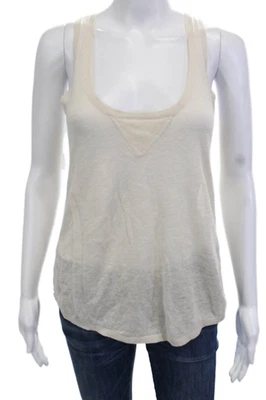 Camiseta sin mangas básica Joie para mujer beige algodón cuello redondo talla XS Foto 1 de 4