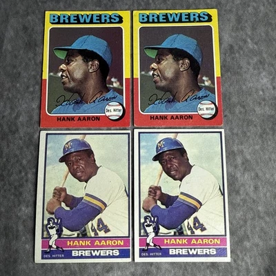 Topps 1975 - Hank Aaron #660 2x y 1976 Topps 550 2x lote de 4 Foto 1 de 4